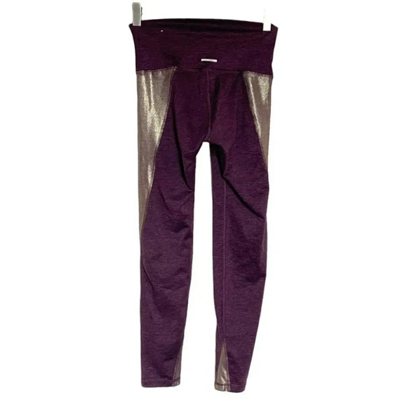 Aerie chill play move S maroon with metallic side leggings - Picture 2 of 8